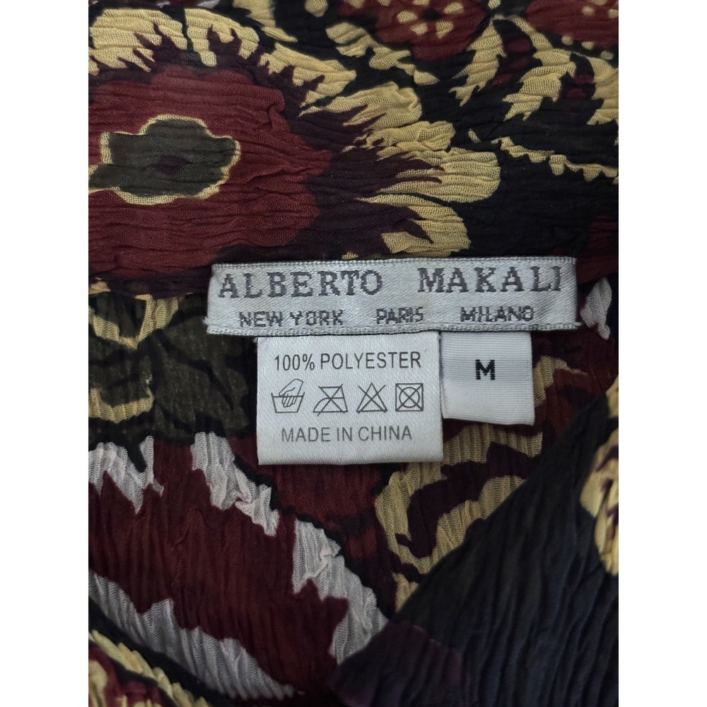 Y2K Vibe Alberto Makali Button Up Top‎ Medium Black Red Dark Boho Grunge Sheer - Picture 3 of 8